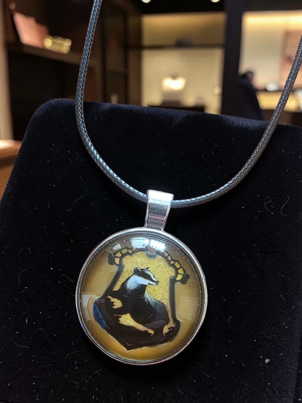 Harry Potter Hufflepuff Crest Cabochon Pendant Necklace